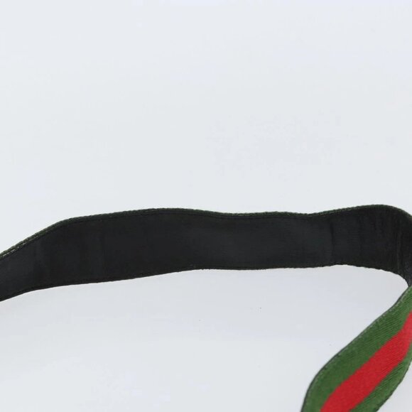 GUCCI Web Sherry Line Shoulder Bag Leather Black Gold Red Auth 154664 - Picture 9 of 15